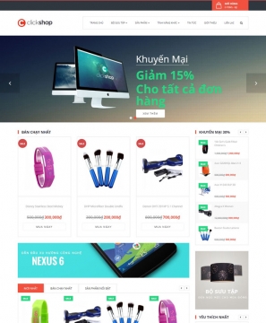 Mẫu website bán hàng điện tử, gia dụng Click shop